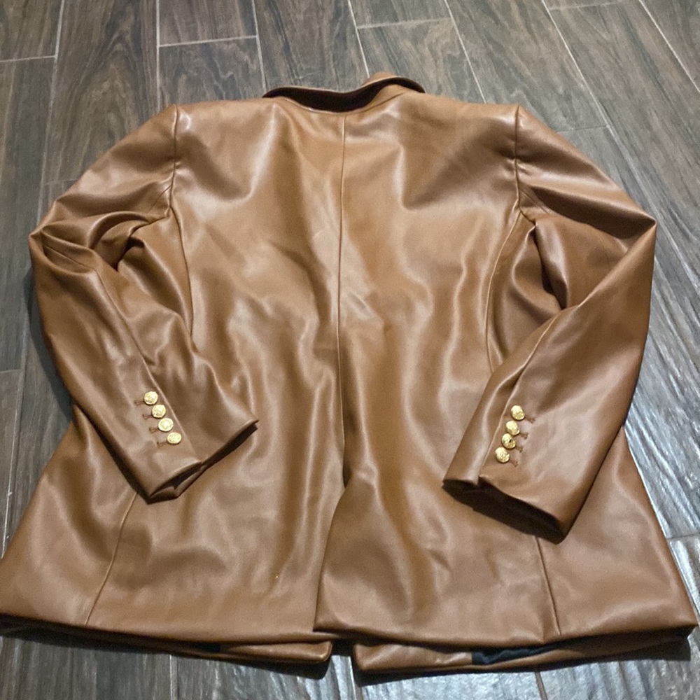 COPY - COPY - Zara faux cognac leather blazer XXL - Picture 2 of 11